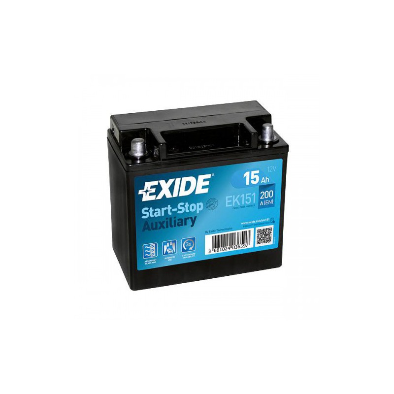 15Ah Start-Stop Type EXD/EK151 (150x90x145) Batterie 12V Exide Moto Start-Stop Type EXD/EK151