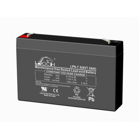 LEOCH LP6-7.5 6V 7,5Ah layout diag term T1 (151*34*100) 1,05kg