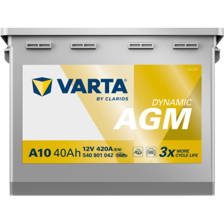 VARTA A10 540901042 DYN-AGM 40Ah 420A +R DIN B13 (L0) (175*175*190) 12,2kg
