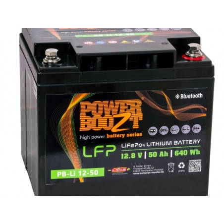 POWERBOOZT PB.Li.12.50D LIFEPO4 50Ah +L M8 B00 (DC50) (197*166*176) 7,5kg