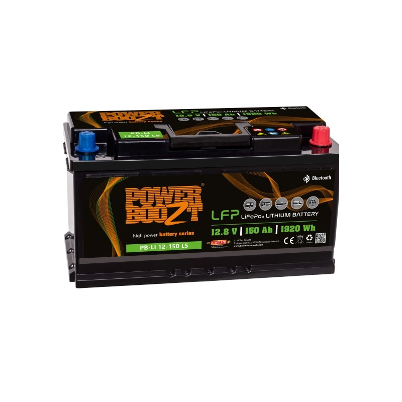 POWERBOOZT PB.Li.12.150LT LIFEPO4 150Ah +R DIN B13 (L5) (353*175*190) 17kg