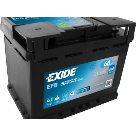 EXIDE EL600 (TL600) EFB 12V 60Ah 640A +R B13 242*175*190mm 17kg