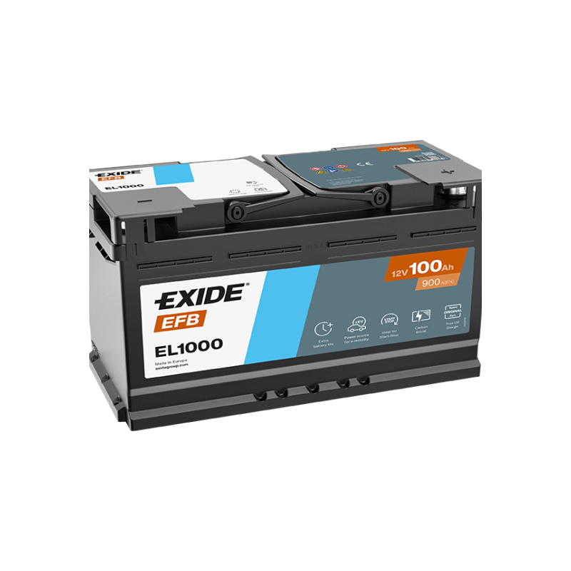 EXIDE EL1000 12V 100Ah 900A EFB LxBxH 353x175x190 +R B13 25,5Kg