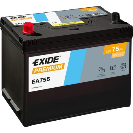 Batterie Exide Prenium 75Ah 270x173x222 Type EXD/EA755