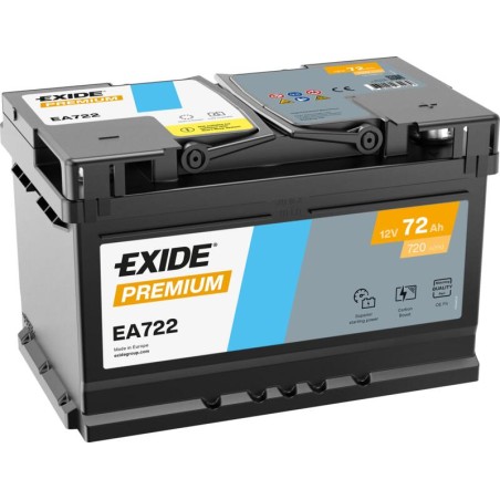 EXIDE EA722 (TA722) SLI 12V 72Ah 720A +R B13 278*175*175mm 15,8kg