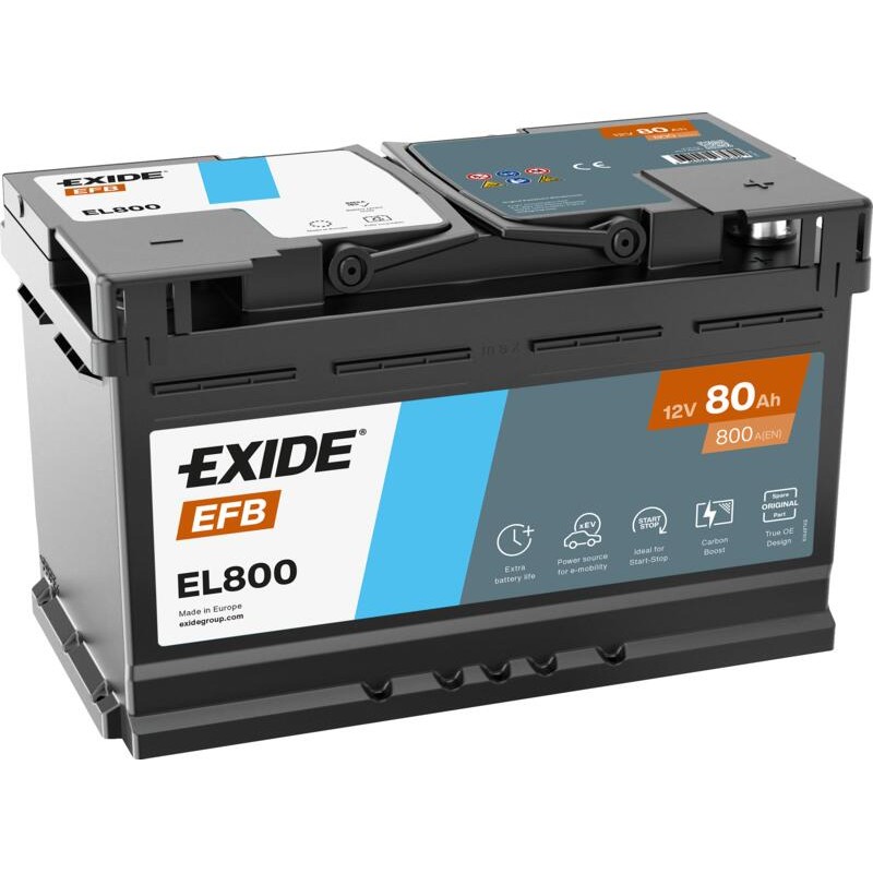 EXIDE EL800 (TL800) EFB 12V 80Ah 800A +R B13 315*175*190mm 22,1kg