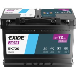 EK 700 Exide START-STOP AGM Batterie de démarrage 12V 70AH 760A EN S:0 P:1 B13 L02