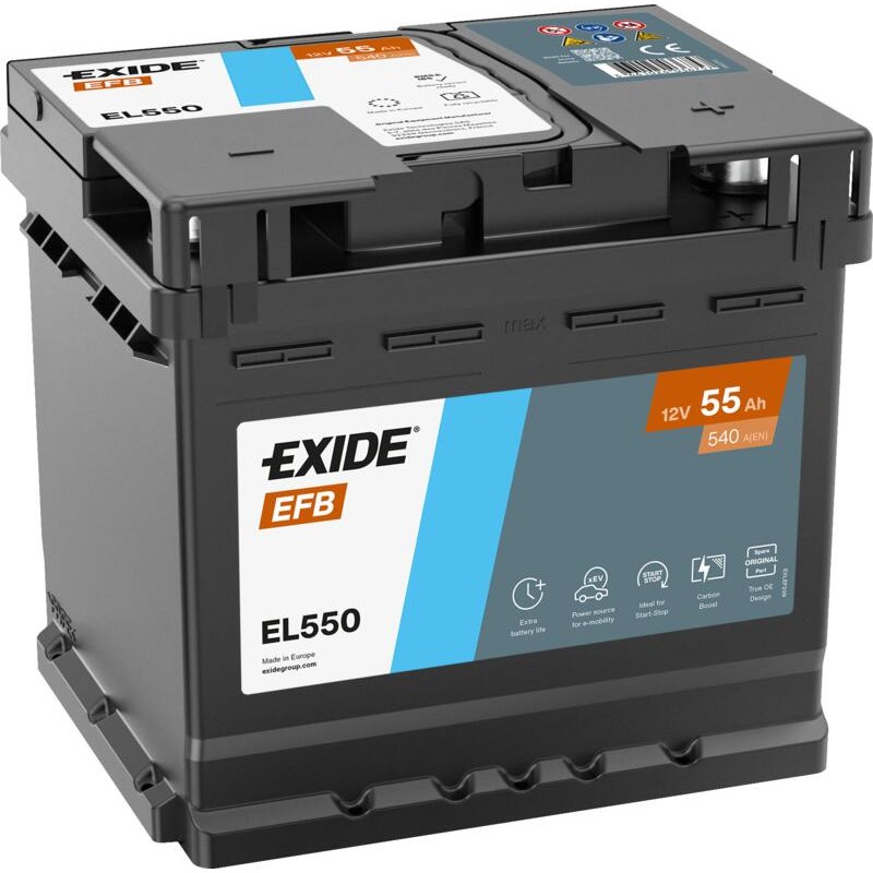 EXIDE EL550 (TL550) EFB 12V 55Ah 540A +R B13 207*175*190mm 14,1kg