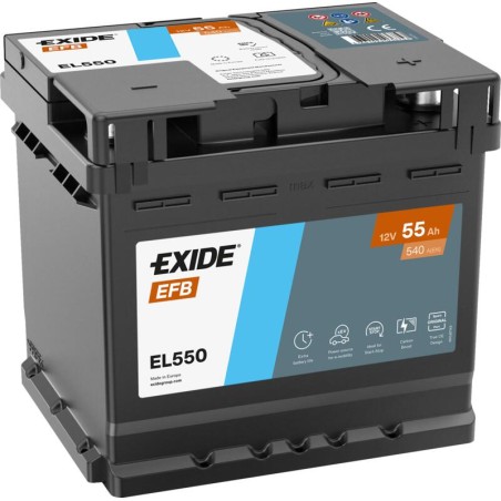 EXIDE EL550 (TL550) EFB 12V 55Ah 540A +R B13 207*175*190mm 14,1kg