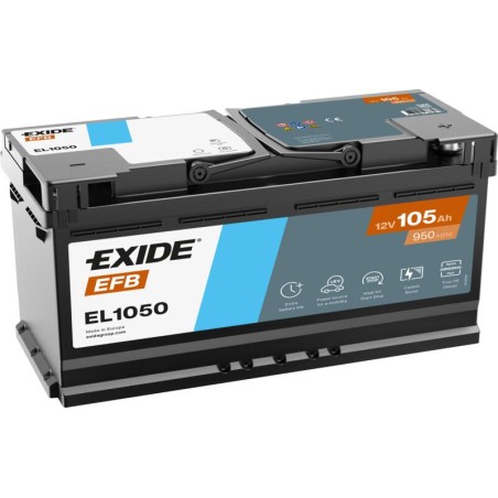 EXIDE EL1050 (TL1050) EFB 12V 105Ah 950A +R B13 392*175*190mm 26kg