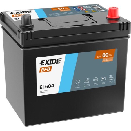 EXIDE EL604 (TL604) EFB 12V 60Ah 520A +R B0 230*173*222mm 15,4kg