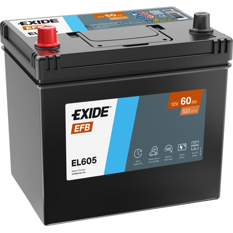 EXIDE EL605 (TL605) EFB 12V 60Ah 520A +L B0 230*173*222mm 15,4kg