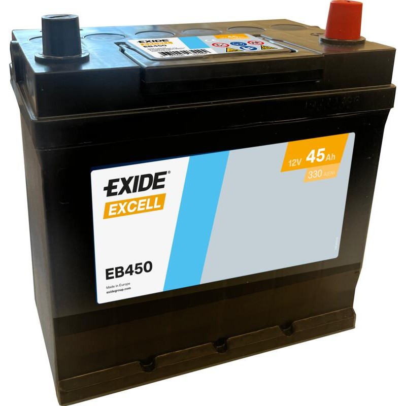 EXIDE EB450 (TB450) SLI 12V 45Ah 330A +R B1 220*135*225mm 11,9kg