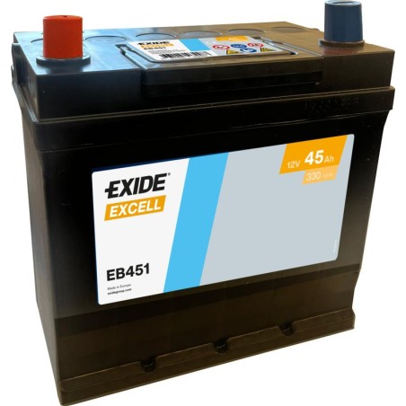 EXIDE EB451 (TB451) SLI 12V 45Ah 330A +L B1 220*135*225mm 11,9kg