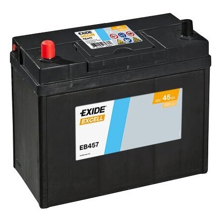 EXIDE EB457 (TB457) SLI 12V 45Ah 330A +L B0 237*127*227mm 11,4kg
