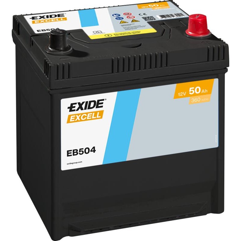 EXIDE EB504 (TB504) SLI 12V 50Ah 360A +R Korean B1 200*173*222mm 12,9kg