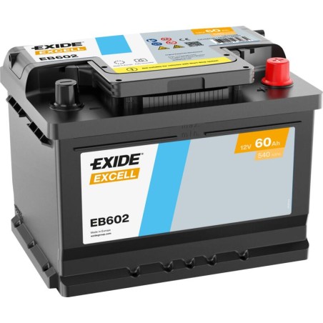 EXIDE EB602 (TB602) SLI 12V 60Ah 540A +R B13 242*175*175mm 13,4kg