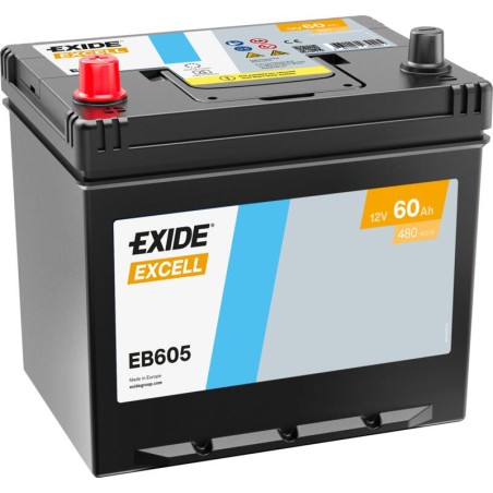 EXIDE EB605 (TB605) SLI 12V 60Ah 480A +L Korean B1 230*173*222mm 14,2kg