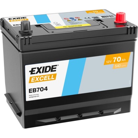 EXIDE EB704 (TB704) SLI 12V 70Ah 540A +R Korean B1+B6 270*173*222mm 16kg