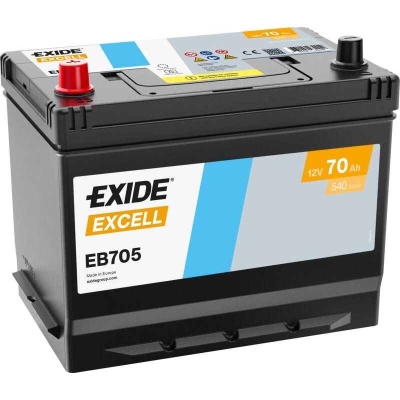 EXIDE EB705 (TB705) SLI 12V 70Ah 540A +L Korean B1+B6 270*173*222mm 16kg