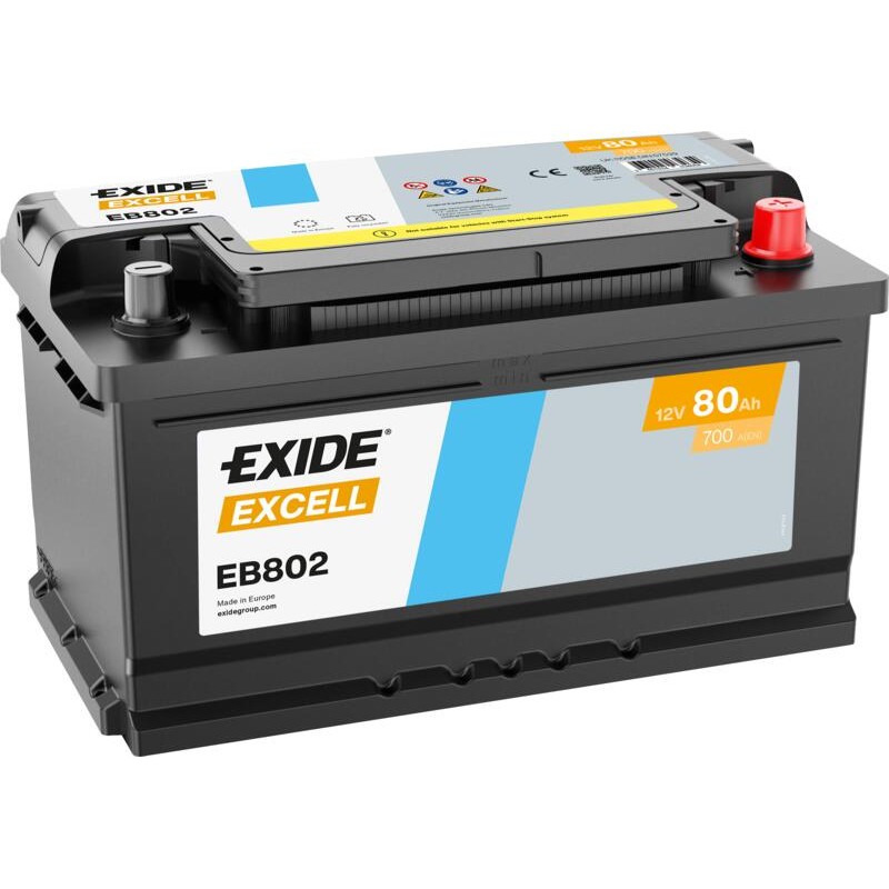 EXIDE EB802 (TB802) SLI 12V 80Ah 700A +R B13 315*175*175mm 17,9kg