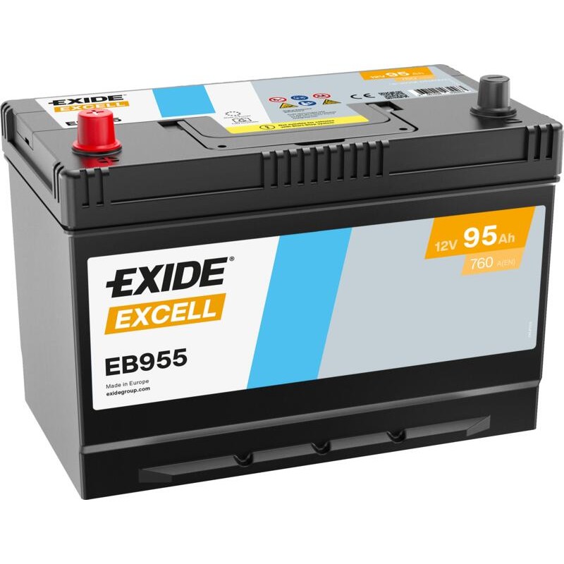 EXIDE EB955 (TB955) SLI 12V 95Ah 760A +L Korean B1 306*173*222mm 20,6kg