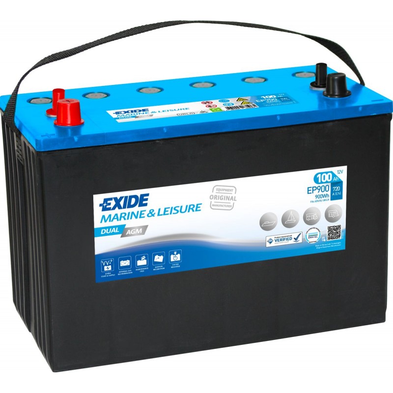 Batterie  EXIDE DUAL AGM EP900 (900WH) 12V 100AH 330x173x240