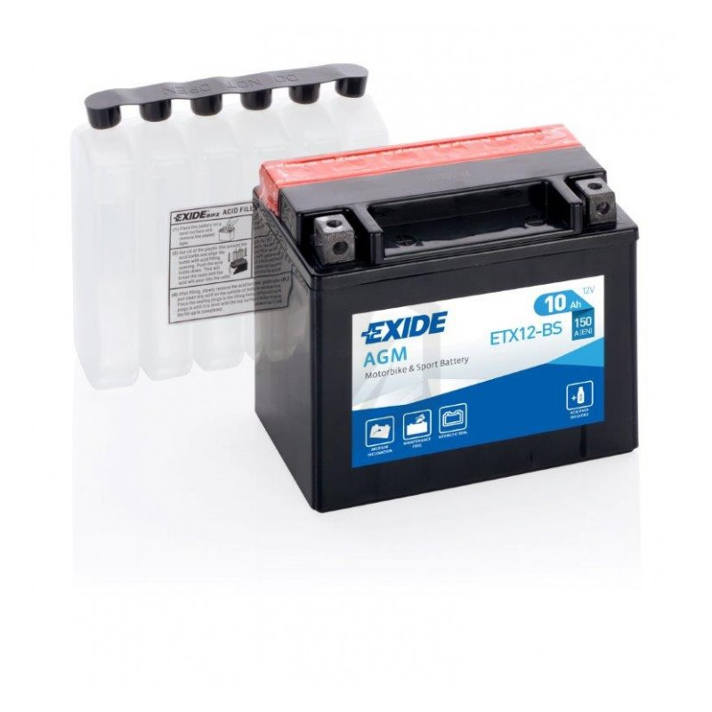 Batterie EXIDE MOTO AGM YTX12-BS 12V 10AH 150A 115x90x130