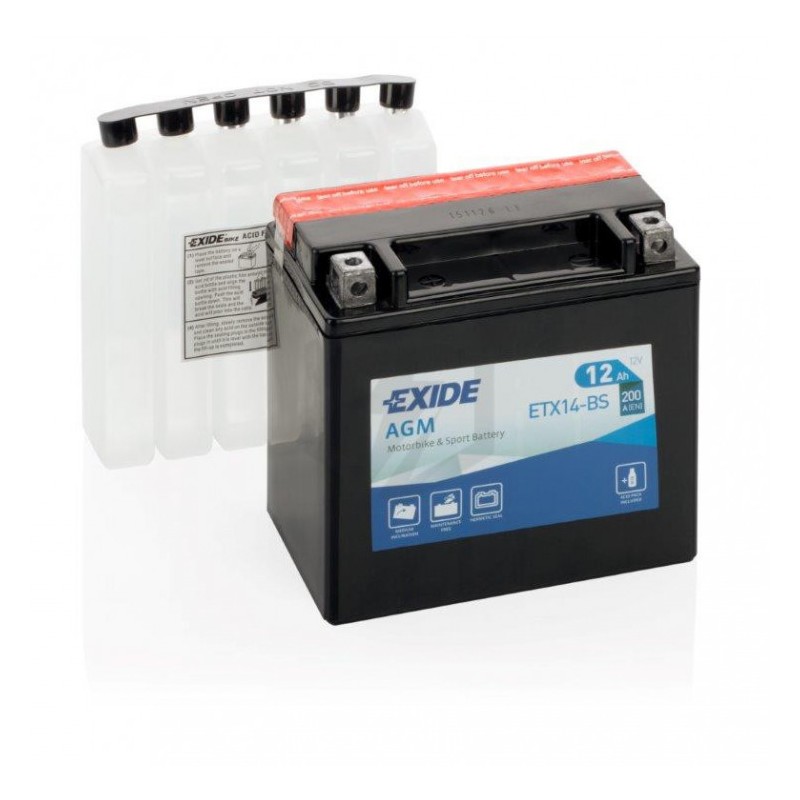 Batterie EXIDE MOTO AGM YTX14-BS 12V 12AH 200A 150x90x145