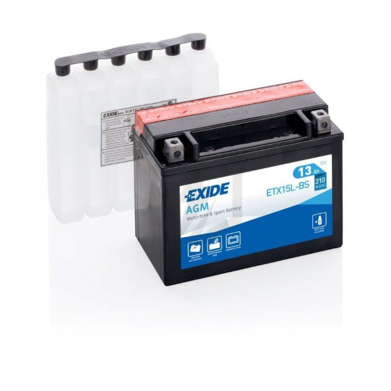 Batterie EXIDE MOTO AGM YTX15L-BS 12V 13AH 230A 175x90x130